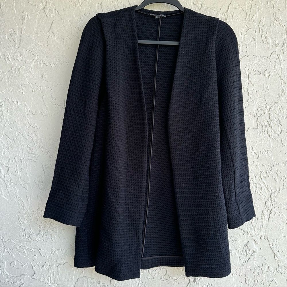 EILEEN FISHER Sweater Cardigan‎ Women XS Waffle Open Front Minimalist